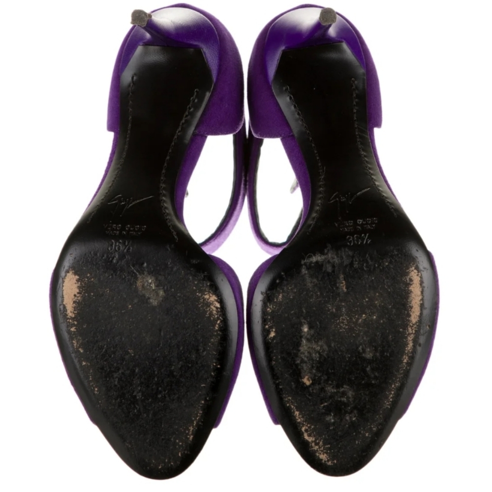 Giuseppe Zanotti Purple Suede Ankle-Strap Sandals - Picture 5 of 10